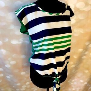 Striped blouse with knot detail at front